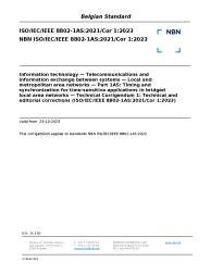 NBN ISO/IEC/IEEE 8802-1AS:2021/Cor 1:2023